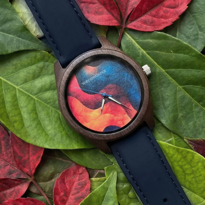 zegarek viren drewniany na płasko