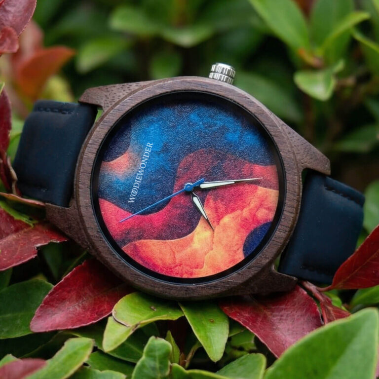 Viren zegarek drewniany ze skórzanym paskiem